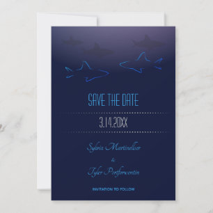 Blue Shark Wedding   Save the Date Karte