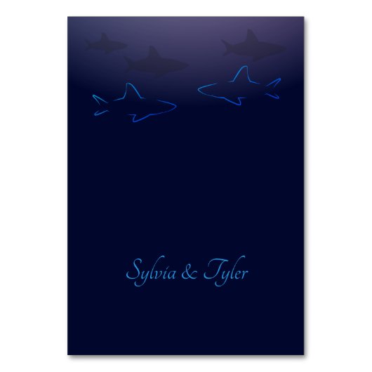 Blue Shark Wedding Table Card Tischnummer (Rückseite)