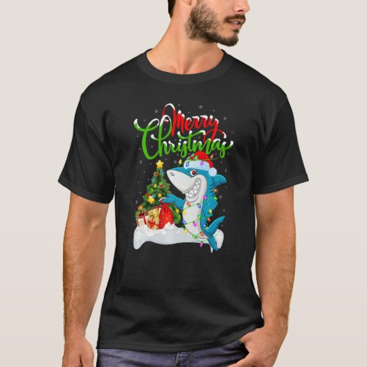 Blue Shark  Xmas Decorations Santa Blue Shark Chri T-Shirt (Vorderseite)