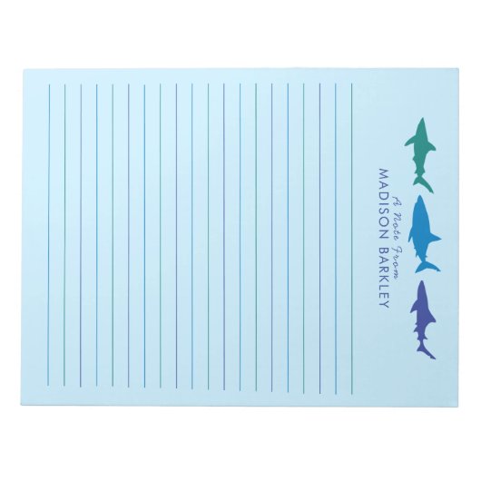 Blue Sharks Niedlich Kid's Stationary Notepad Notizblock (Vorderseite)