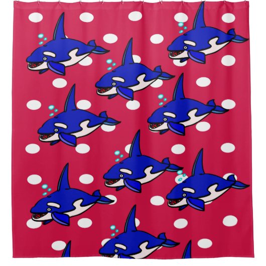 Blue Sharks Red Shower Vorhang (Vorderseite)