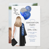 Blue She glaubte Foto Graduation Party Einladung (Vorne/Hinten)