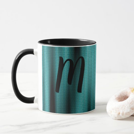 Blue Sheen Texture personalize Monogram Tasse (Mit Donut)