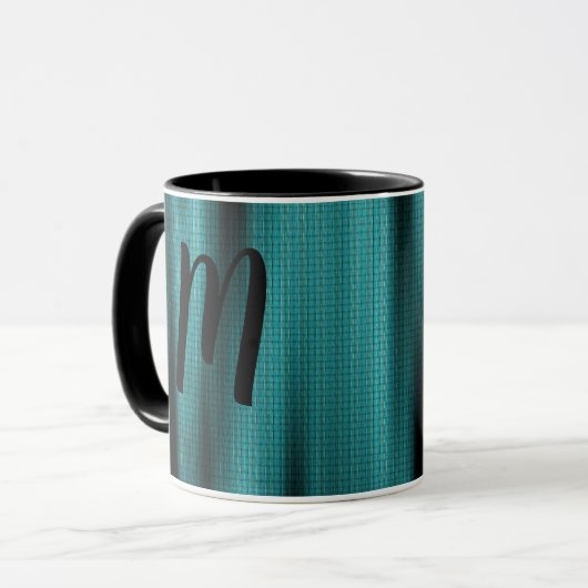 Blue Sheen Texture personalize Monogram Tasse (Vorderseite Links)