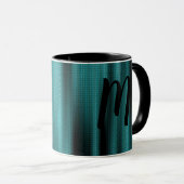 Blue Sheen Texture personalize Monogram Tasse (VorderseiteRechts)
