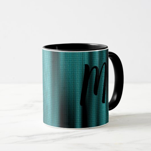 Blue Sheen Texture personalize Monogram Tasse (VorderseiteRechts)