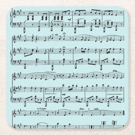 Blue Sheet Music Rechteckiger Pappuntersetzer (Vorderseite)