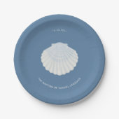 Blue shell baptism christening Paper Plate Pappteller (Vorderseite)