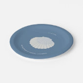 Blue shell baptism christening Paper Plate Pappteller (Schrägansicht)
