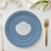 Blue shell baptism christening Paper Plate Pappteller
