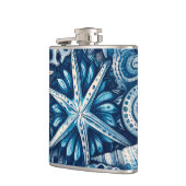 Blue Shells Beach Batik Starfish Nautical Theme Flachmann (Links)
