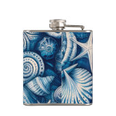 Blue Shells Beach Batik Starfish Nautical Theme Flachmann (Rückseite)
