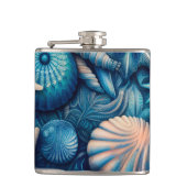 Blue Shells Beach Batik Starfish Sand Dollar Flachmann (Vorderseite)