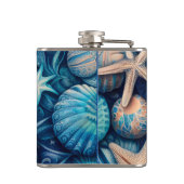 Blue Shells Beach Batik Starfish Sand Dollar Flachmann (Rückseite)