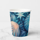 Blue Shells Beach Batik Starfish Sand Dollar Pappbecher (Rückseite)
