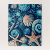 Blue Shells Beach Batik Starfish Sand Dollar Puzzle (Vertikal)
