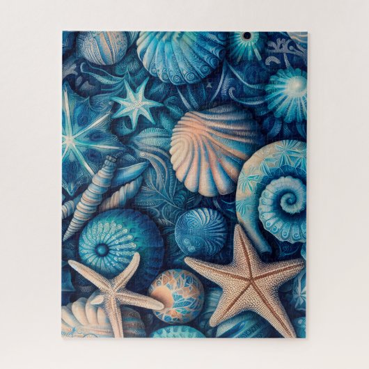 Blue Shells Beach Batik Starfish Sand Dollar Puzzle (Vertikal)
