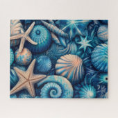 Blue Shells Beach Batik Starfish Sand Dollar Puzzle (Horizontal)