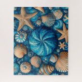 Blue Shells Beach Batik Starfish Sand Dollar Puzzle (Vertikal)