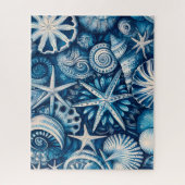 Blue Shells Beach Batik Starfish Sand Dollar Puzzle (Vertikal)