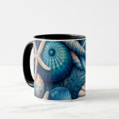 Blue Shells Beach Batik Starfish Sand Dollar Tasse (Vorderseite Links)