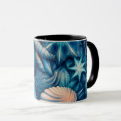 Blue Shells Beach Batik Starfish Sand Dollar Tasse (VorderseiteRechts)