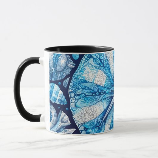 Blue Shells Beach Batik Starfish Sand Dollar Tasse (Links)