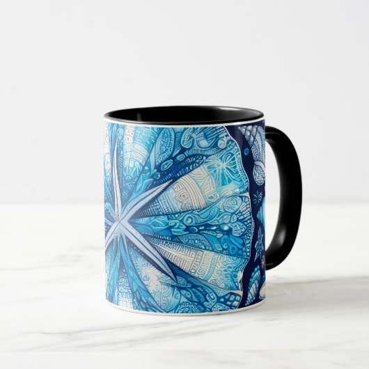 Blue Shells Beach Batik Starfish Sand Dollar Tasse (VorderseiteRechts)