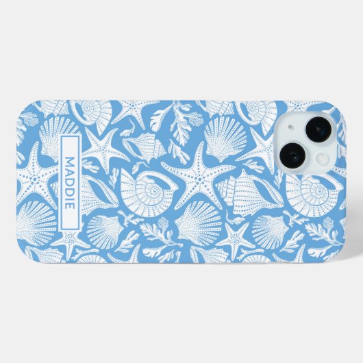 Blue Shells Personalized Case-Mate iPhone Hülle (Rückseite (Horizontal))