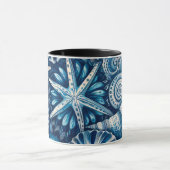 Blue Shells  Starfish Sand Dollar Nautical Theme Tasse (Zentrum)