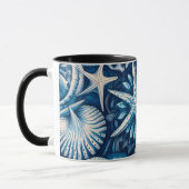 Blue Shells  Starfish Sand Dollar Nautical Theme Tasse (Links)