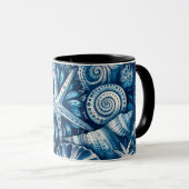 Blue Shells  Starfish Sand Dollar Nautical Theme Tasse (VorderseiteRechts)