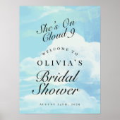 Blue She's On Cloud 9 Brautparty Welcome Sign Poster (Vorne)