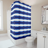 Blue Shibori Stripe Large Pattern Nautic Duschvorhang (Beispiel)
