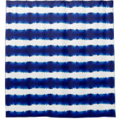 Blue Shibori Stripe Large Pattern Nautic Duschvorhang (Vorderseite)