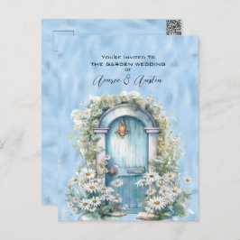 Blue Shimmer Garden Door Daisy Postkarte