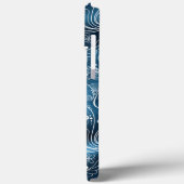 Blue Shimmer Modern Girly Paisley Personalisiert Case-Mate iPhone Hülle (Rückseite / Links)