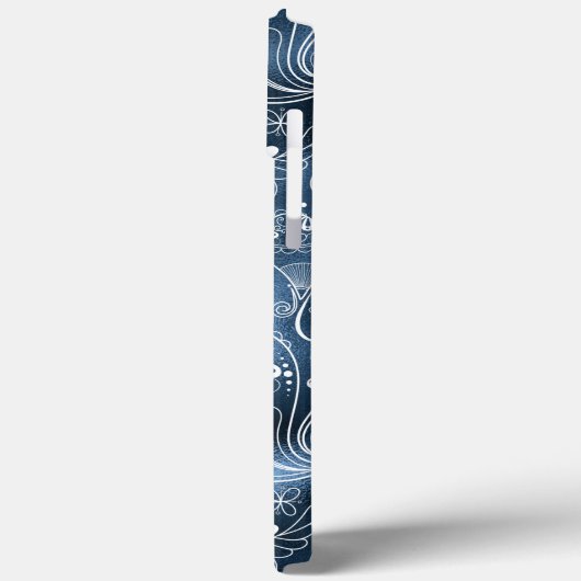 Blue Shimmer Modern Girly Paisley Personalisiert Case-Mate iPhone Hülle (Rückseite / Links)