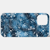 Blue Shimmer Modern Girly Paisley Personalisiert Case-Mate iPhone Hülle (Rückseite (Horizontal))