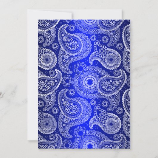 Blue Shimmer Satin & Paisley Einladung zur Hochzei (Vorderseite)