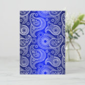 Blue Shimmer Satin & Paisley Einladung zur Hochzei (Stehend Vorderseite)