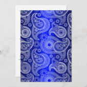 Blue Shimmer Satin & Paisley Einladung zur Hochzei (Vorne/Hinten)