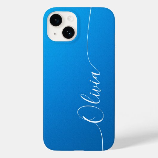 Blue Shimmer White Elegance Calligraphy Script Nam Case-Mate iPhone Hülle (Rückseite)