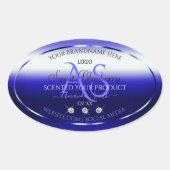 Blue Shimmery Product Labels Initials Jewels Logo Ovaler Aufkleber (Vorderseite)