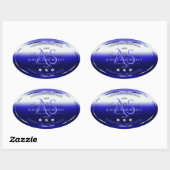Blue Shimmery Product Labels Initials Jewels Logo Ovaler Aufkleber (Blatt)
