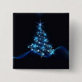 Blue Shine of Stars on Christmas Tree Dark Button (Vorderseite)