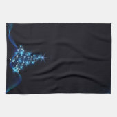 Blue Shine of Stars on Christmas Tree Dark Geschirrtuch (Horizontal)