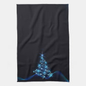 Blue Shine of Stars on Christmas Tree Dark Geschirrtuch (Vertikal)
