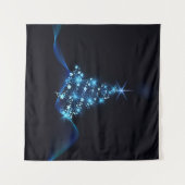 Blue Shine of Stars on Christmas Tree Dark Wandteppich (Vorderseite (Horizontal))