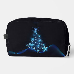 Blue Shine of Stars on Christmas Tree Dark Waschbeutel